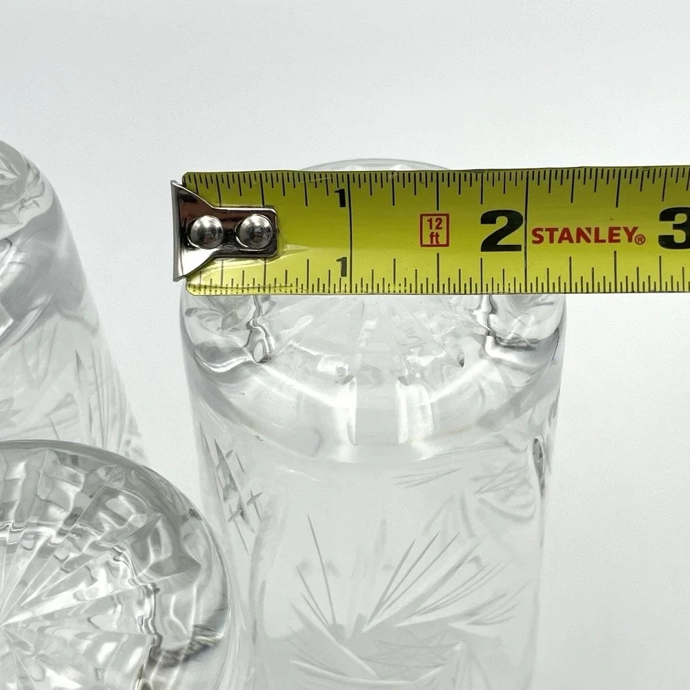 Vintage 1980s Cut Crystal Starburst Fan Highball Glasses Set‎ of 3